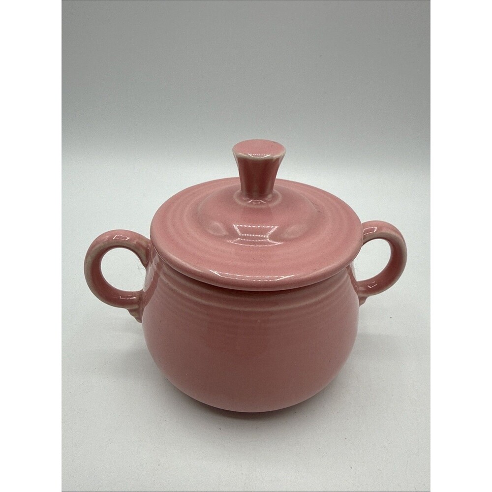 Vintage Fiesta Rose Pink Covered Sugar Bowl Homer Laughlin USA